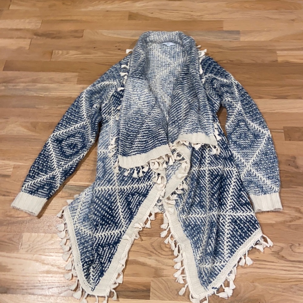 Fate Blue and Cream Cardigan Sweater
